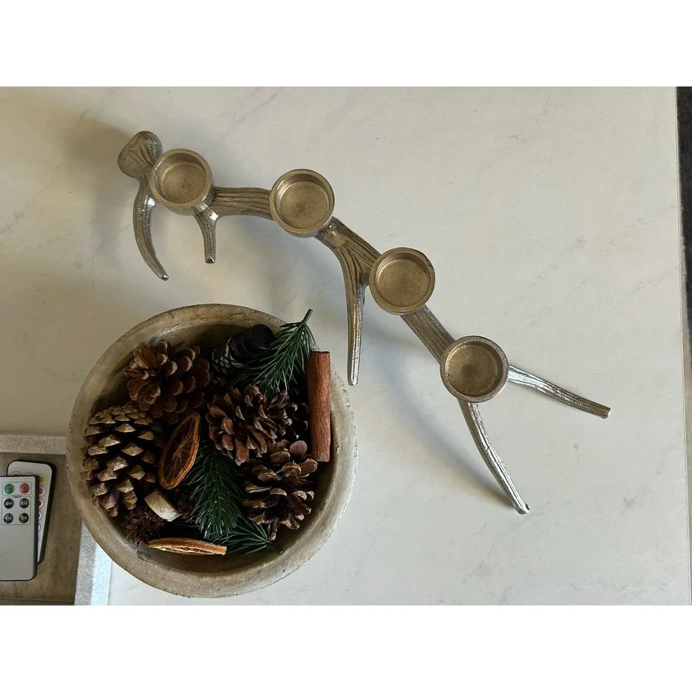 Pottery Barn Antler Tea Light Candle Holder aluminium